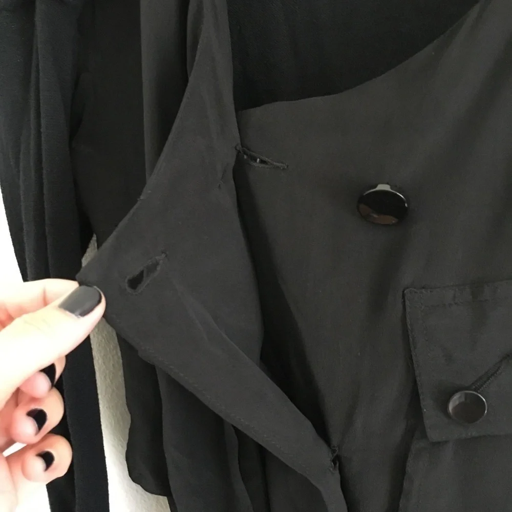 3.1 Phillip Lim Silk Cardigan Belted Button Front Utility Sweater Black Size 2